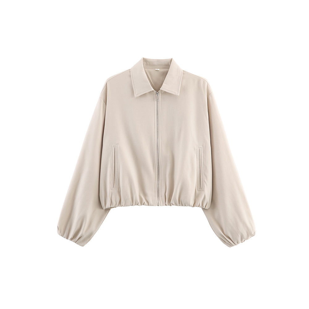 Women's 2025 new fashion puffy hem short zipper jacket Coat