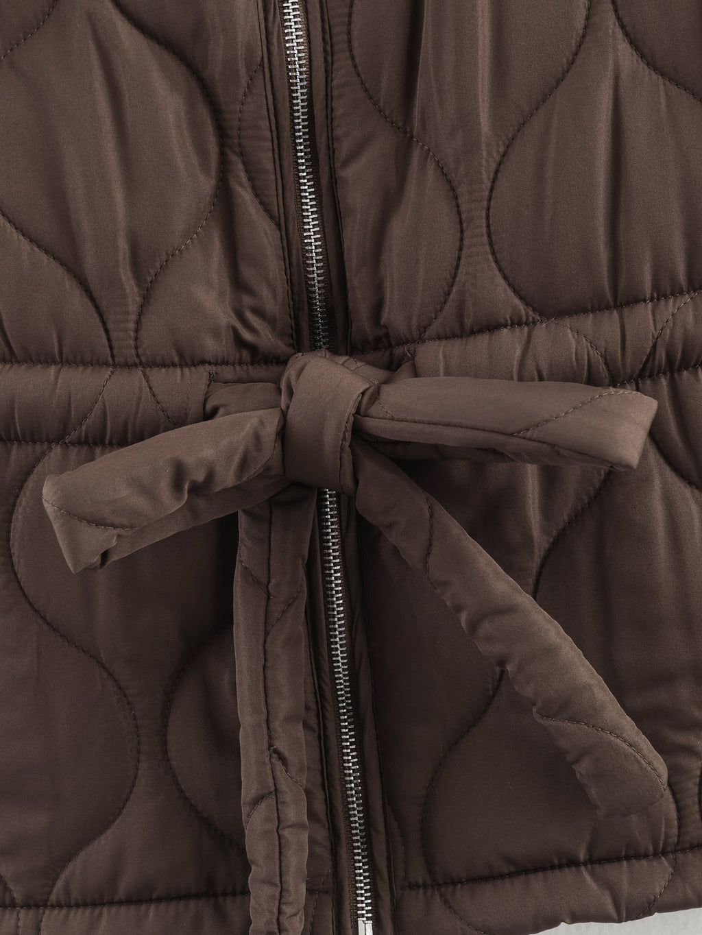 Women's with Belt round neck zipper cotton Coat