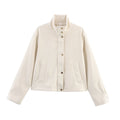 Women's new fashion suede textured stand collar jacket Coat