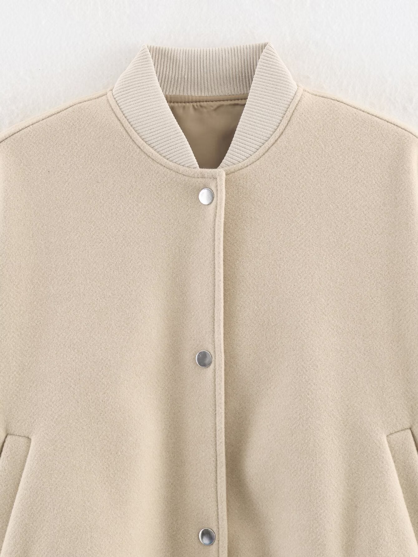 Women's standing collar soft wool blend jacket coat
